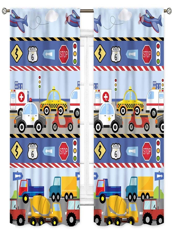 TKUYO Kids Truck Curtains for Boys Room, Colorful Construction Car Tractor Bulldozer City Traffic Transportation Vehicles Airplane Cartoon Bedroom Living Room Nursery Home Decor 2 Panel Sets, 42"x45" Inch - Image 2